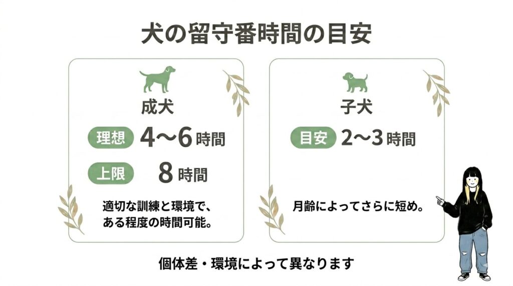 成犬と子犬の留守番時間の目安